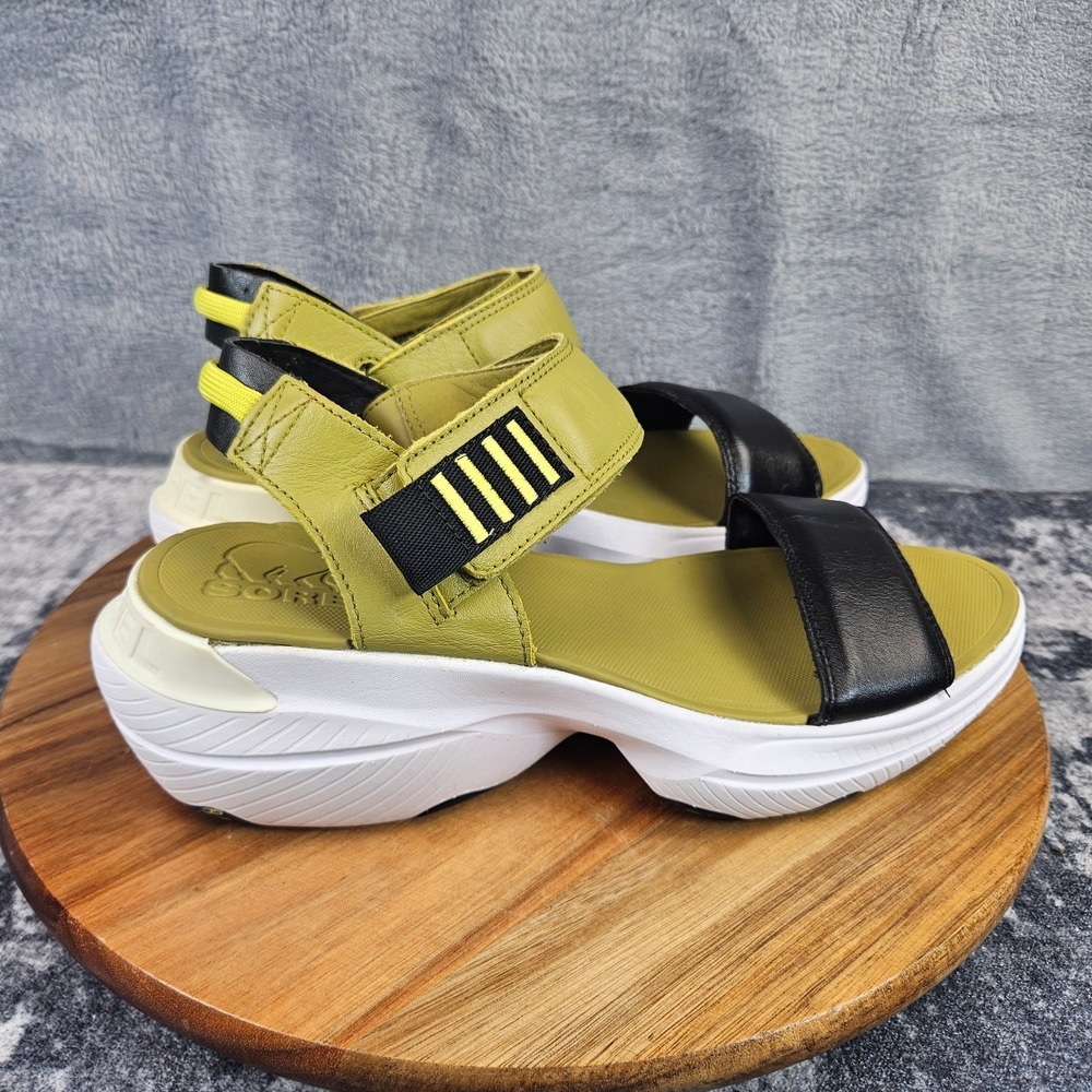 Sorel Explorer Blitz Stride Sandal Womens 9.5 Olive Green Leather Ankle Strap